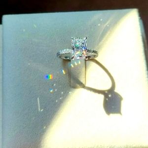 Solid 14k gold 2.02ct (F VS1) lab radiant diamond ring with hidden halo lab diam